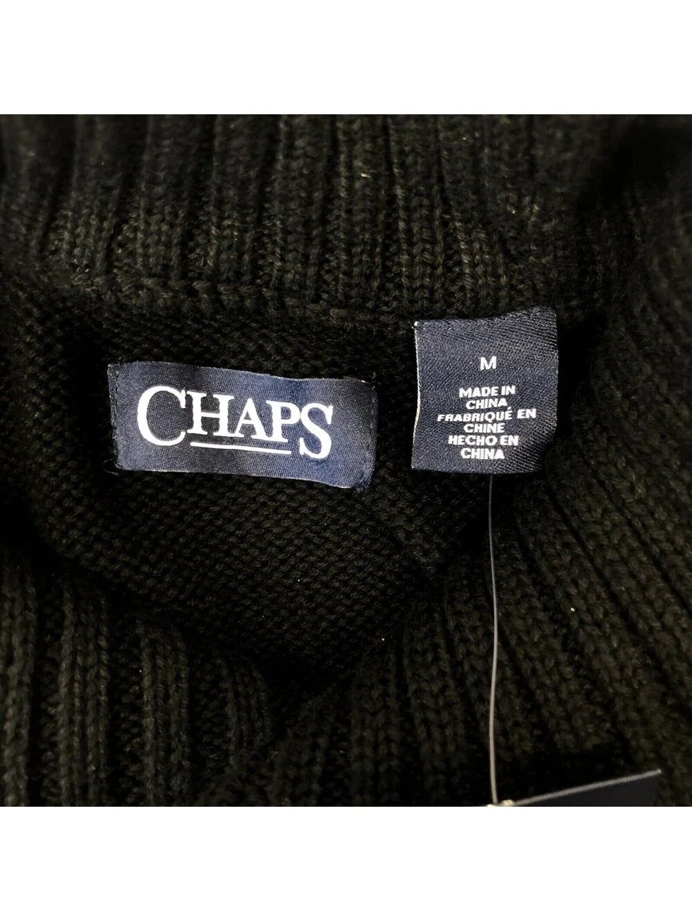 Chaps Black White Sweater Lead Table Men’s Med. Cowl Neck Warm Thick New W/ Tags